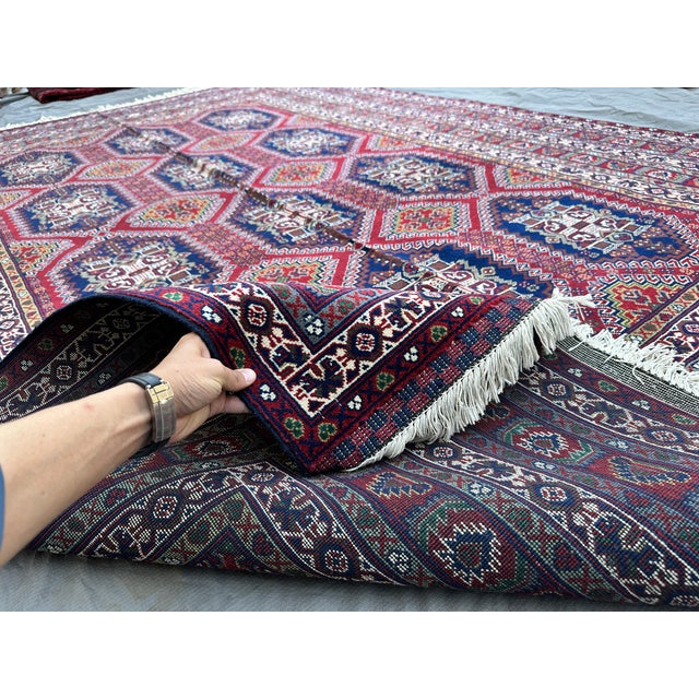 Red Afghan Ersari Hand-Knotted Wool Rug - 6'7" X 9'8" For Sale - Image 11 of 13