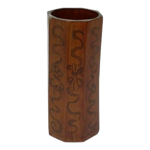 Bamboo Octagon Shaped Chinese Scholar Brush Holder
