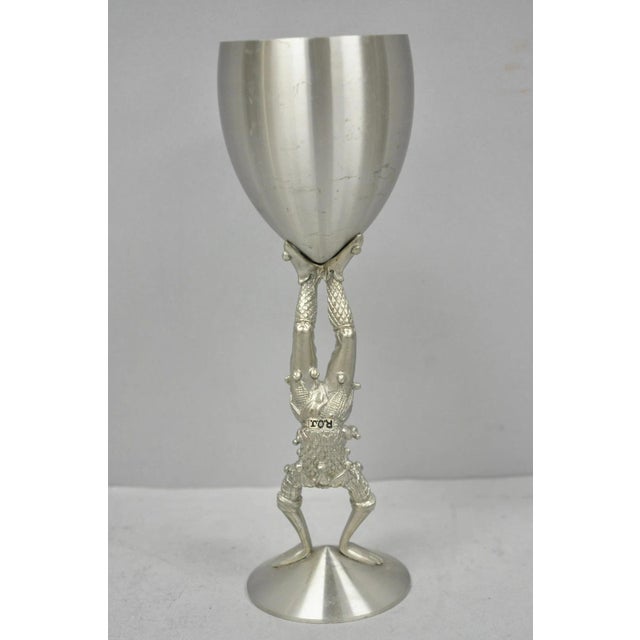 Vintage Royal Order of Jesters Figural Pewter Metal Award Goblet Chalice For Sale - Image 9 of 17