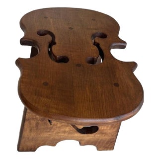 Mid 20th Century Signed Maple Musical Notes Violin Footstool For Sale