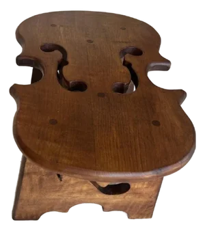 Mid 20th Century Signed Maple Musical Notes Violin Footstool
