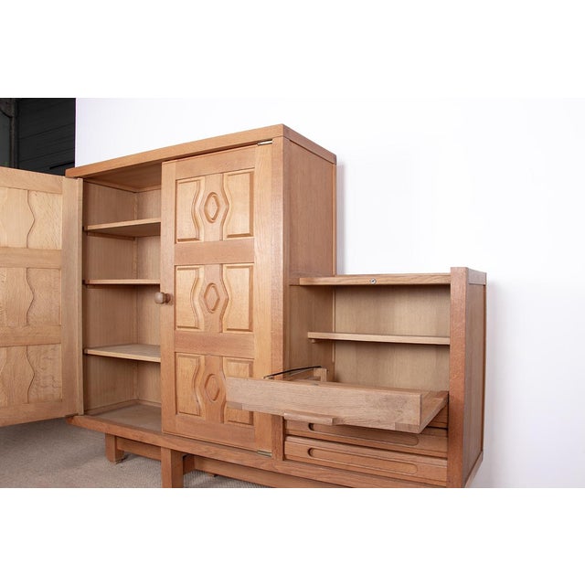 Brown Double Buffet in Oak with Earthenware Tiles by Boleslaw Danikowski for Guillerme et Chambron / Votre Maison, 1960s For Sale - Image 8 of 18