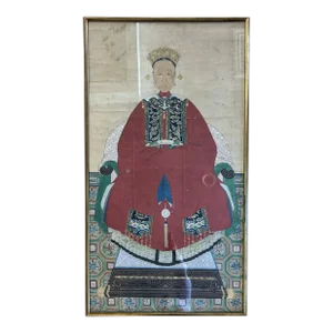 Large Chinese Ancestor Portrait, Watercolor on Silk