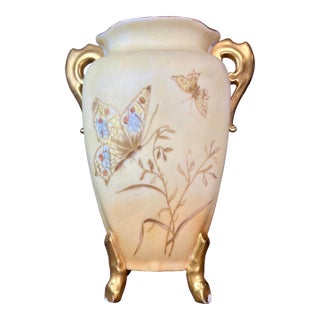 Antique Martial Redon Limoges Handled Footed Porcelain Vase For Sale