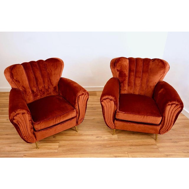 Mid-Century Modern Lounge Chairs with Rubelli Velvet by Isa Bergamo, 1950, Set of 2 For Sale - Image 11 of 18
