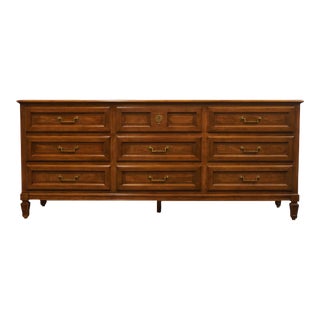 Baker / Milling Road Solid Walnut Italian Neoclassical Tuscan Style 76" Triple Dresser 4103 For Sale