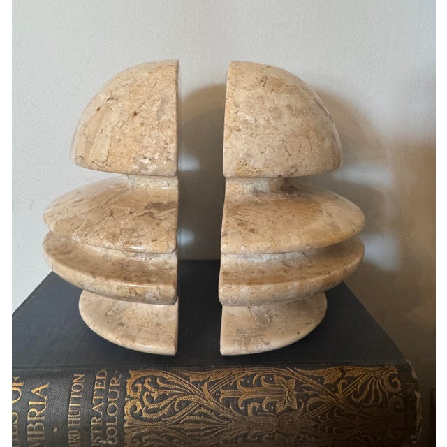 Vintage Italian Travertine Sculptural Bookends Postmodern / Organic Modern – Circa 1970s–1980 For Sale - Image 11 of 12
