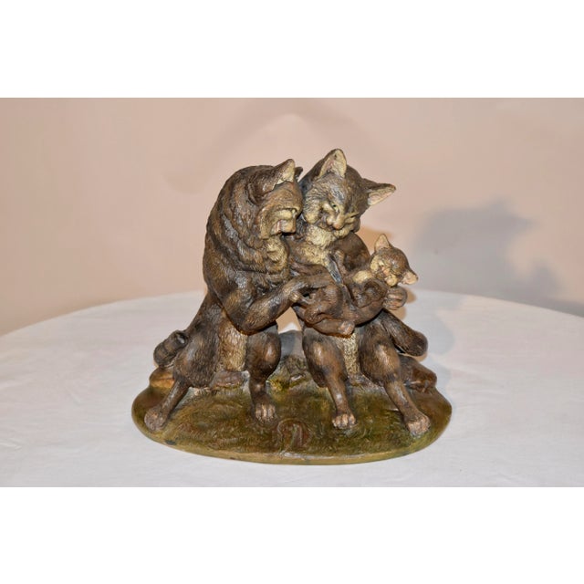 19th C Austrian Terracotta Cat Group For Sale - Image 4 of 11
