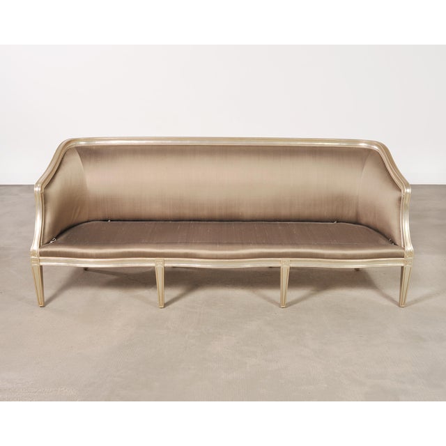 Wood Dennis & Leen Italian Settee Cabriole Sofa Champagne Silver For Sale - Image 7 of 18