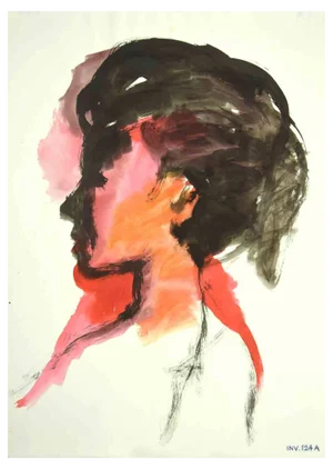 Leo Guida, Portrait, Original Ink & Watercolor, 1970s