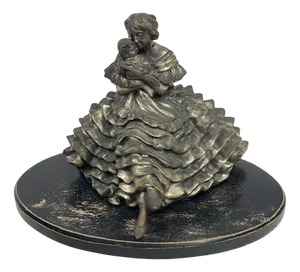 Sculpture of Bridesmaid with a Child, 1920s-1940s, Silver Metal