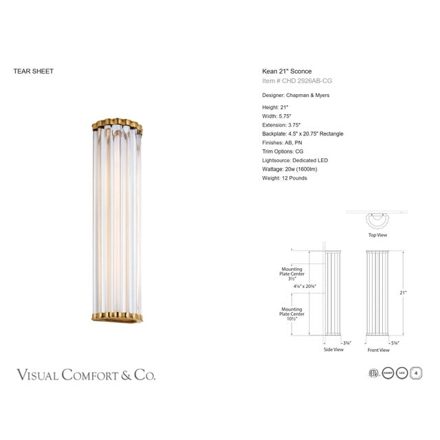 Transitional Visual Comfort Kean 21" Sconce For Sale - Image 3 of 3