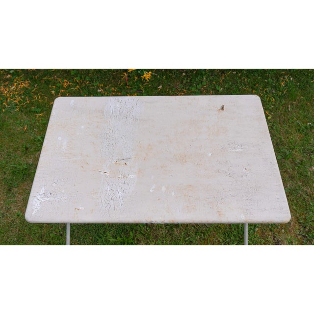 Ivory Metal Garden Table with Newspaper Shelf, 1950s For Sale - Image 8 of 13