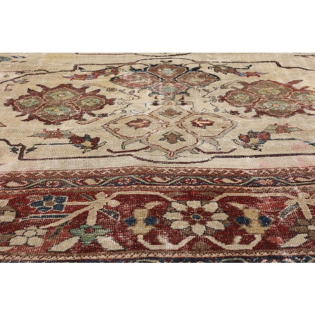 Early 20th Century Distressed Antique Persian Sultanabad Rug - 13'08 X 12'05 For Sale - Image 5 of 9