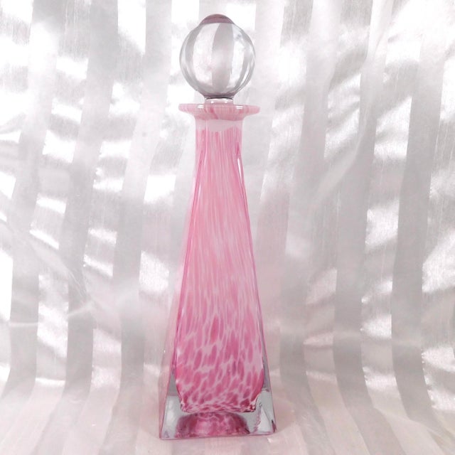 Pink and White Pyramid Shaped Perfume Bottle For Sale - Image 4 of 7