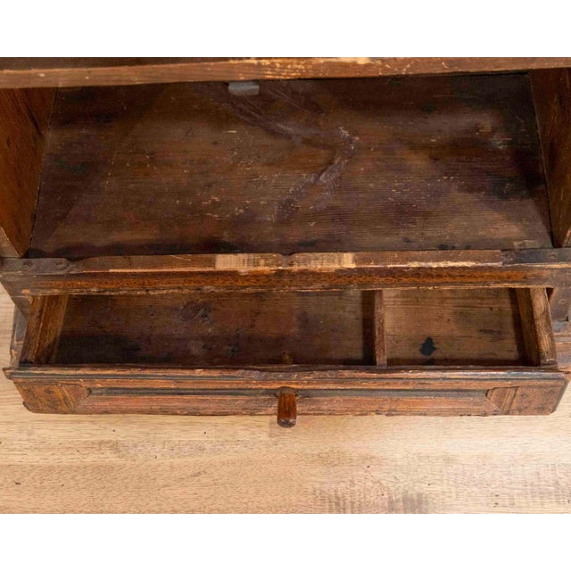 Original 19th-Century Painted Wall Cabinet with Two Doors and One Drawer For Sale - Image 4 of 12