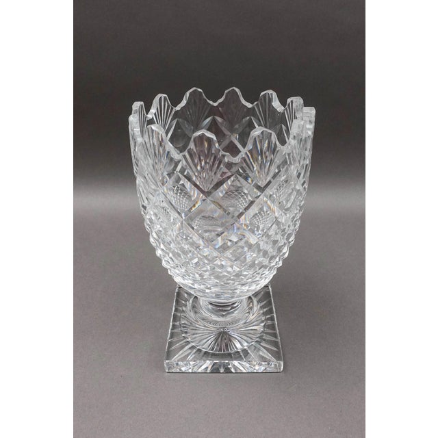 Waterford Ireland Vintage Master Cutter Collection Footed Crystal Vase. Measures approximately 6 1/2" diameter, 10 1/2" high.
