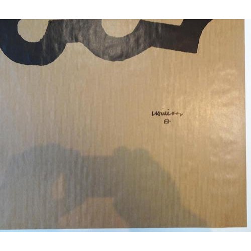 Untitled is a brown serigraph glued on white cardboard made Eduardo Chillida. Signed on plate. Good conditions. Image...