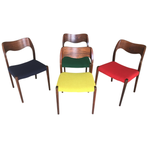 Vintage Rosewood Dining Chairs from J.L. Møllers, Customizable Reupholstery, 1950s, Set of 4