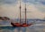 Virgene Hawthorne - Red Sail Boat Resting at Bay - 1950s Painting For Sale - Image 4 of 9