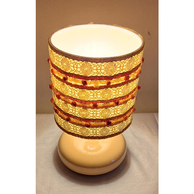 1980s Vintage Yellow Ceramic Table Lamp from Hölscher-Leuchten with Fabric Shade from Lamplove, 1980s For Sale - Image 5 of 9