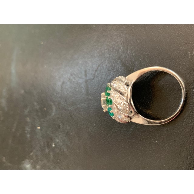 Early 20th Century Antique Victorian Emerald and Solitaire Diamond Ring in Platinum Estate For Sale - Image 5 of 18