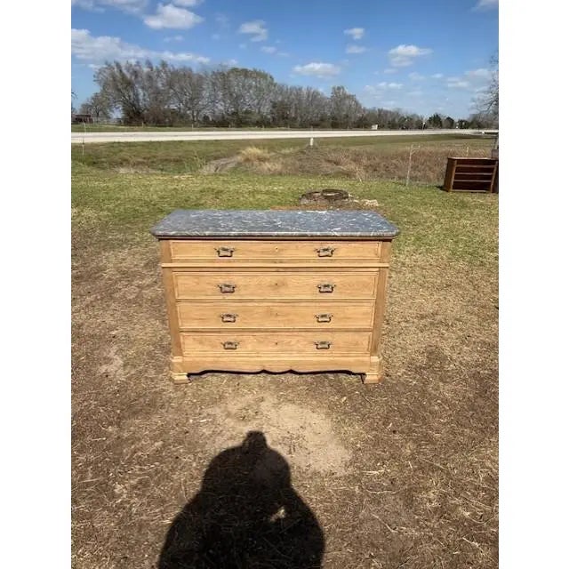Farmhouse 19th Century French Louis Philippe Bleached Marble Top Chest of Drawer / Commodes For Sale - Image 3 of 17