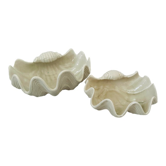 Vintage Fitz & Floyd "Shell" Serving Bowls Set of 2 For Sale