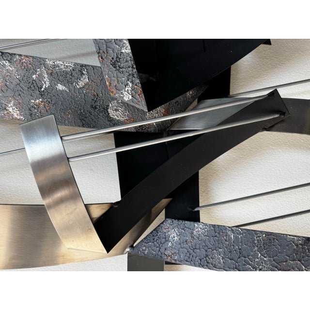 1990s 1993 Curtis Jere Abstract Mixed-Metal Wall Sculpture For Sale - Image 5 of 12