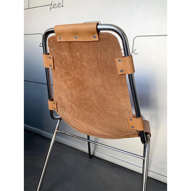 Dining Chair with New Leather by Charlotte Perriand for Les Arcs, 1960s For Sale - Image 10 of 15