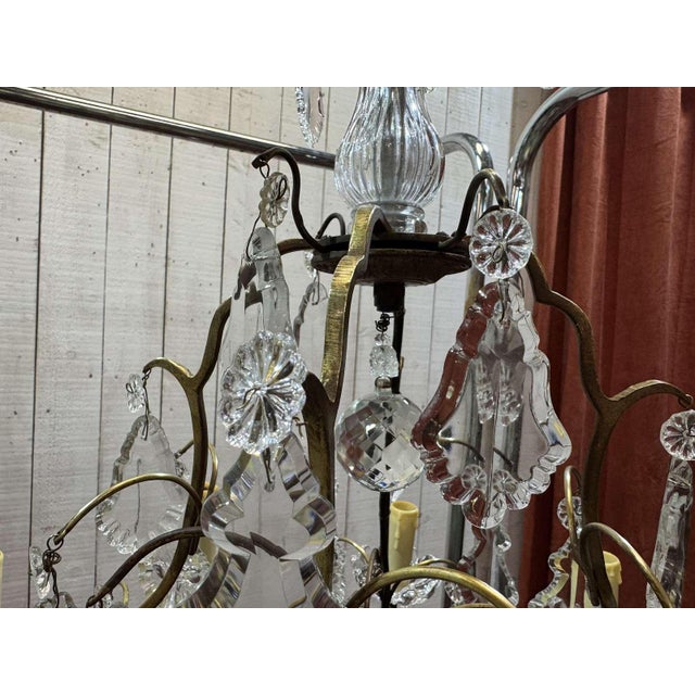 8-Light Bronze Chandeliers with Baccarat Crystal Drops, 1950s, Set of 2 For Sale - Image 9 of 18