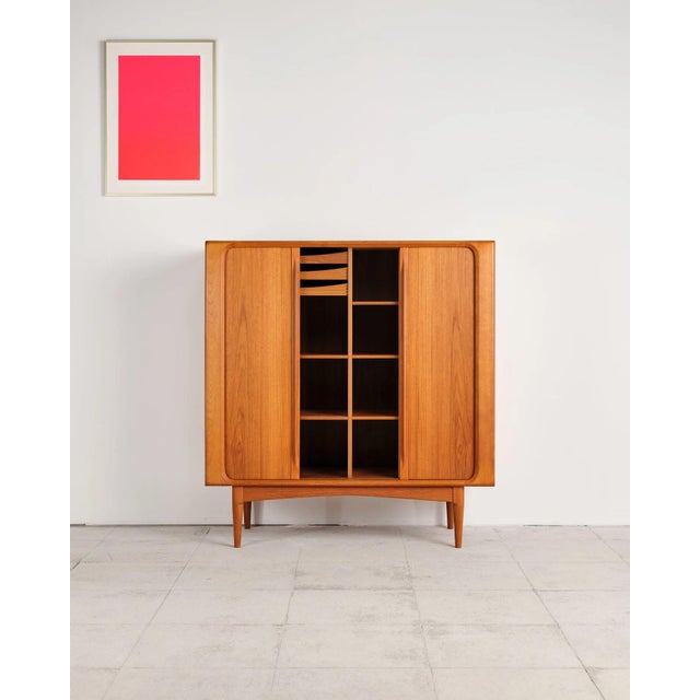 Wood Teak Highboard with Louvered Doors by Bernhard Pedersen & Søn, Denmark, 1960s For Sale - Image 7 of 18