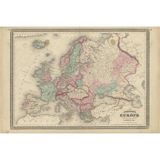 Antique Map of Europe by Johnson, 1872 For Sale
