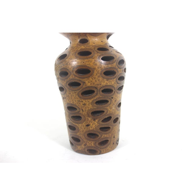 Vintage Banksia Nut Wood Vase Natural For Sale - Image 6 of 7