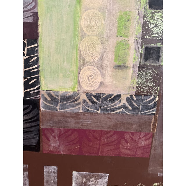 Original Abstract Wall Art With Monstera Leaves on a 5ft X 4 Ft Canvas For Sale - Image 9 of 11
