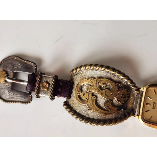 1970s Western Watch Sterling Silver Leather Band For Sale - Image 12 of 18
