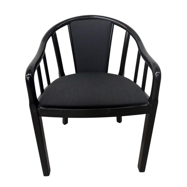 Vintage Italian Modern Black Lacquered Dining Chairs - Set of 8 For Sale In Philadelphia - Image 6 of 9