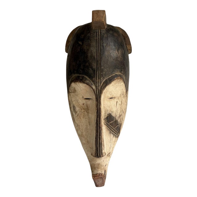 Vintage Fang Mask Elongated Face Gabon African Mask 20" H For Sale
