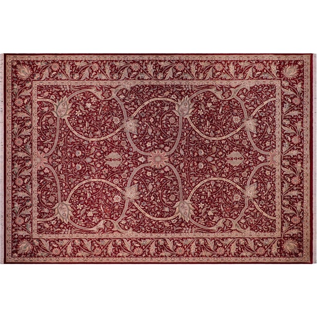 Red Art Nouveau 1990's Pak-Persian Red/Red Wool Rug - 9'0'' X 12'9'' For Sale - Image 8 of 9