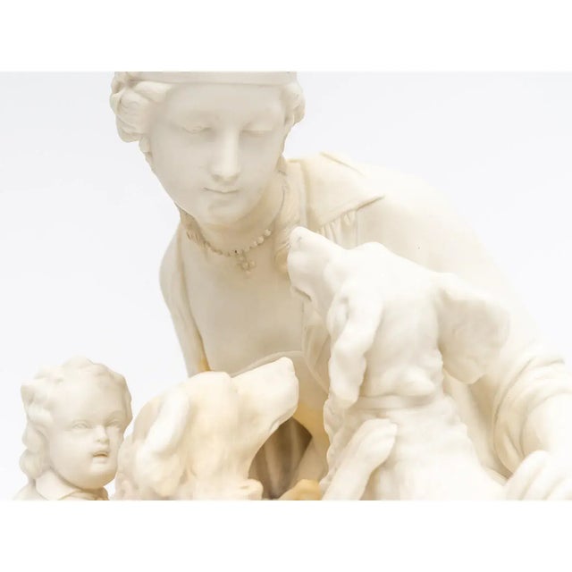 Antique White Antique Bisque Sculpture With Dogs For Sale - Image 8 of 13