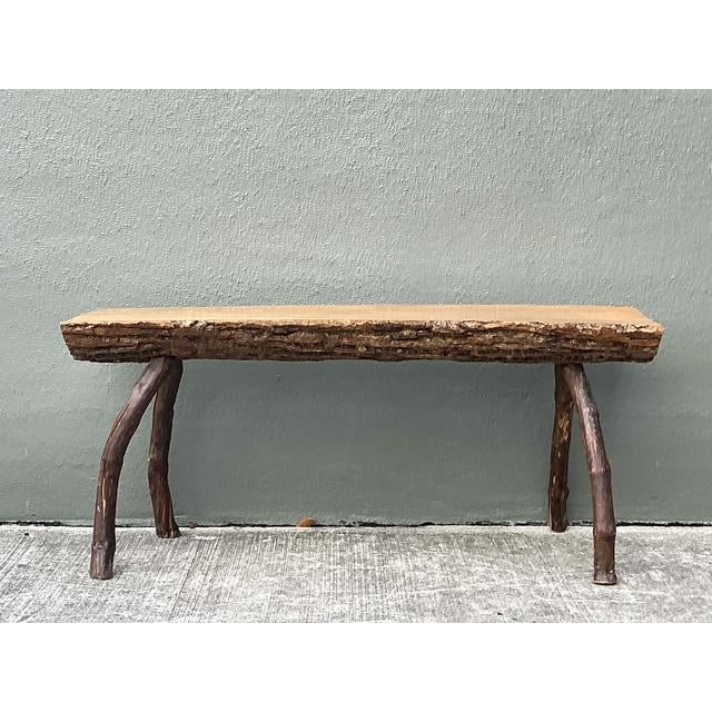 Vintage Split Log Bench For Sale - Image 4 of 12