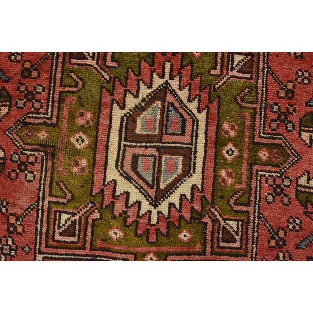 Karajeh Runner 3’2” X 10’2” Red Wool Semi-Antique Tribal Hand-Knotted Rug For Sale - Image 4 of 15