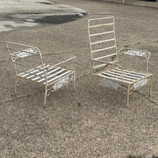 Vintage Russell Woodard "Kissing Birds" Wrought Iron Patio Lounge Chair - Pair For Sale - Image 15 of 17