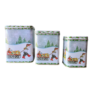 Vintage 1981 Lynn Gates Design Christmas Nesting Tin Containers