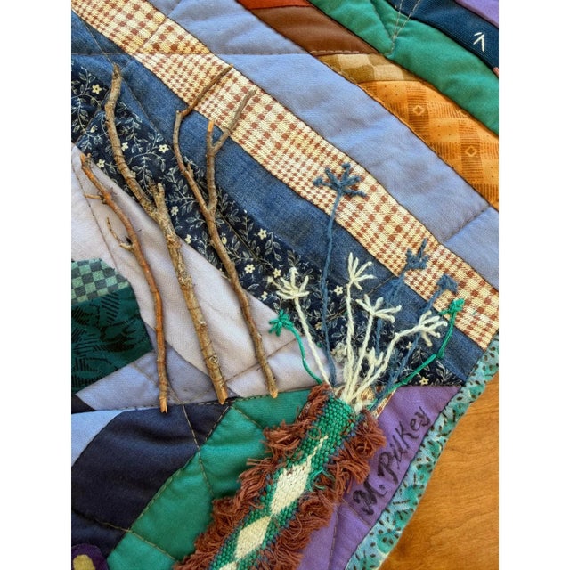 1990s Marilyn Pilkey Indian Summer Quilt Wall Hanging 1994 Handmade Art Folk Textile For Sale - Image 5 of 8