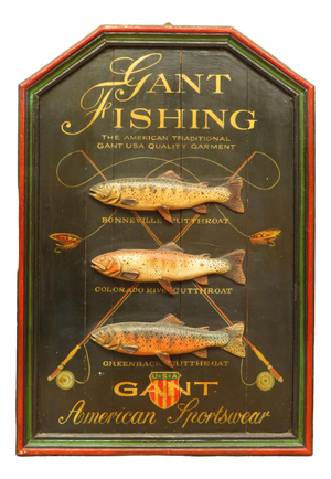 Vintage Wooden Shop Advertising Sign for Gant Clothing, 1990s