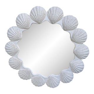 Coastal Chic Plaster Shell Mirror For Sale