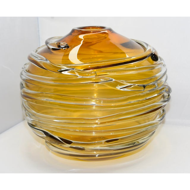 Yellow & Clear Crystal Globe Vase by William Yeoward Chairish
