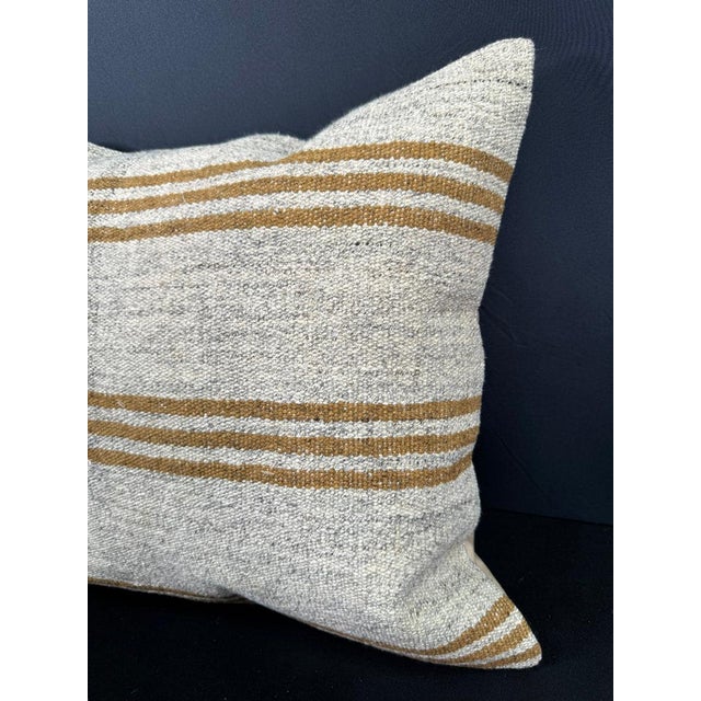Contemporary Turkish Hemp Pillow Cushion Natural Beige Yellow Pillow Cushion Cover 20"x20" For Sale - Image 3 of 4