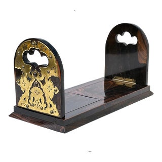 Late 19th Century Victorian Ebony Wood & Brass British Book Slide/Book Stand For Sale